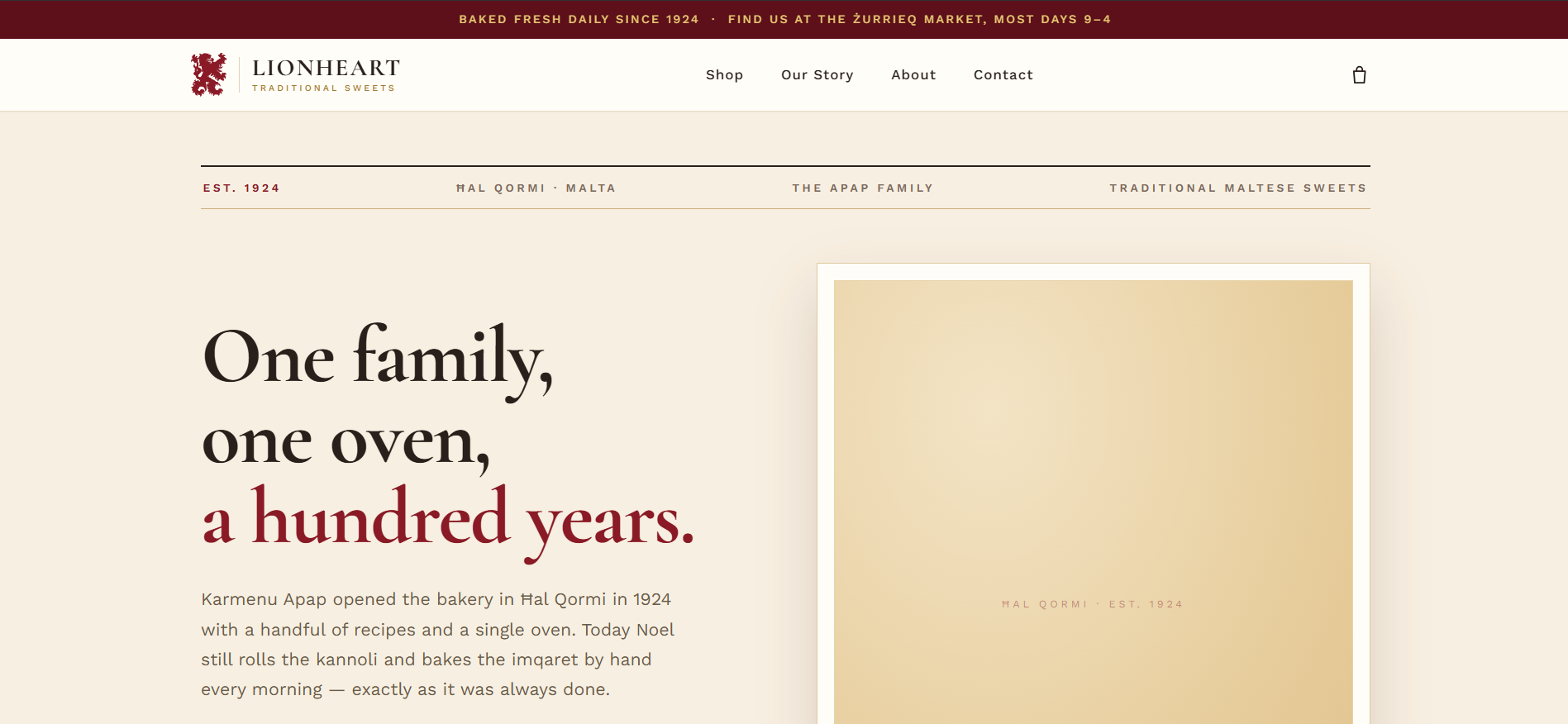 Lionheart Traditional Sweets website home page